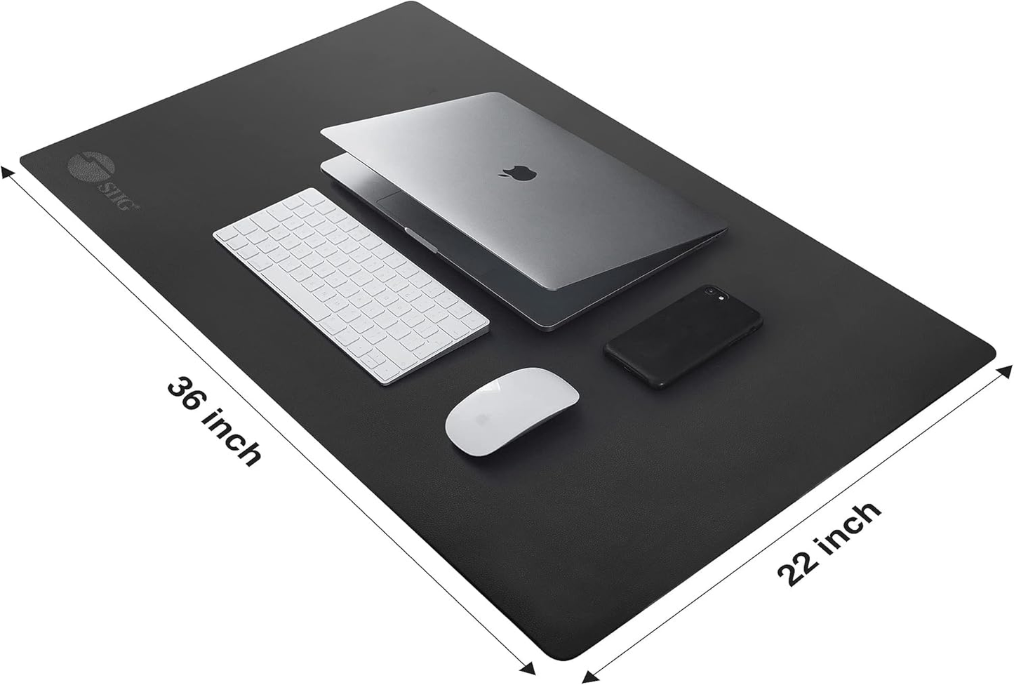 SIIG CE-PD0412-S1 Large Leather Smooth Desk Mat Protector Black