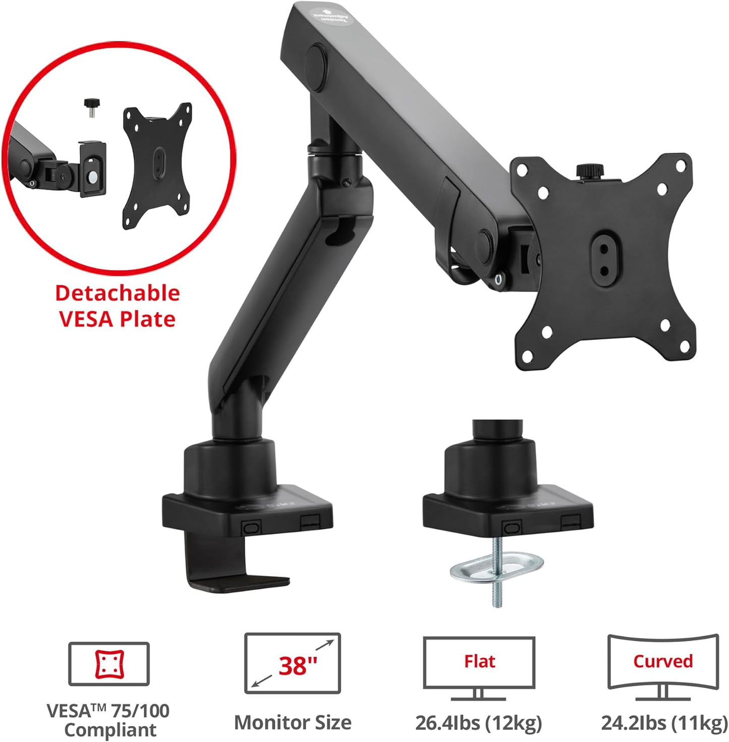 SIIG CE-MT2T12-S1 Aluminum Mechanical Spring Slim Monitor Arm Single