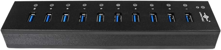 Vantec UGT-AH110U3-BK 10-Port USB 3.0 Aluminum ALL Data charging Hub