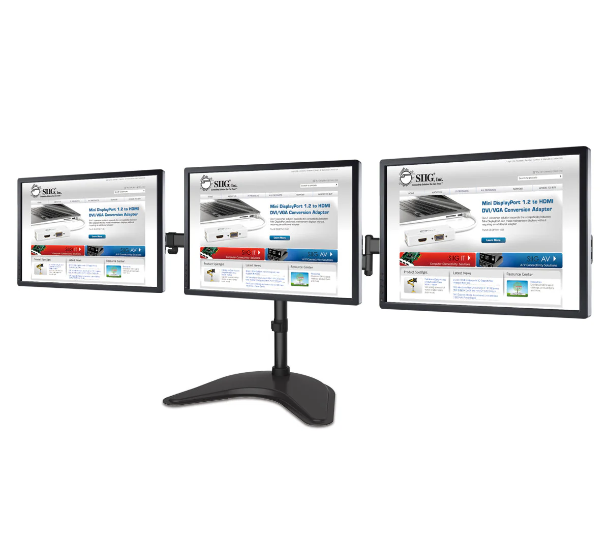 SIIG CE-MT1V12-S1 Articulated Freestanding Triple Monitor Desk Stand 13-27