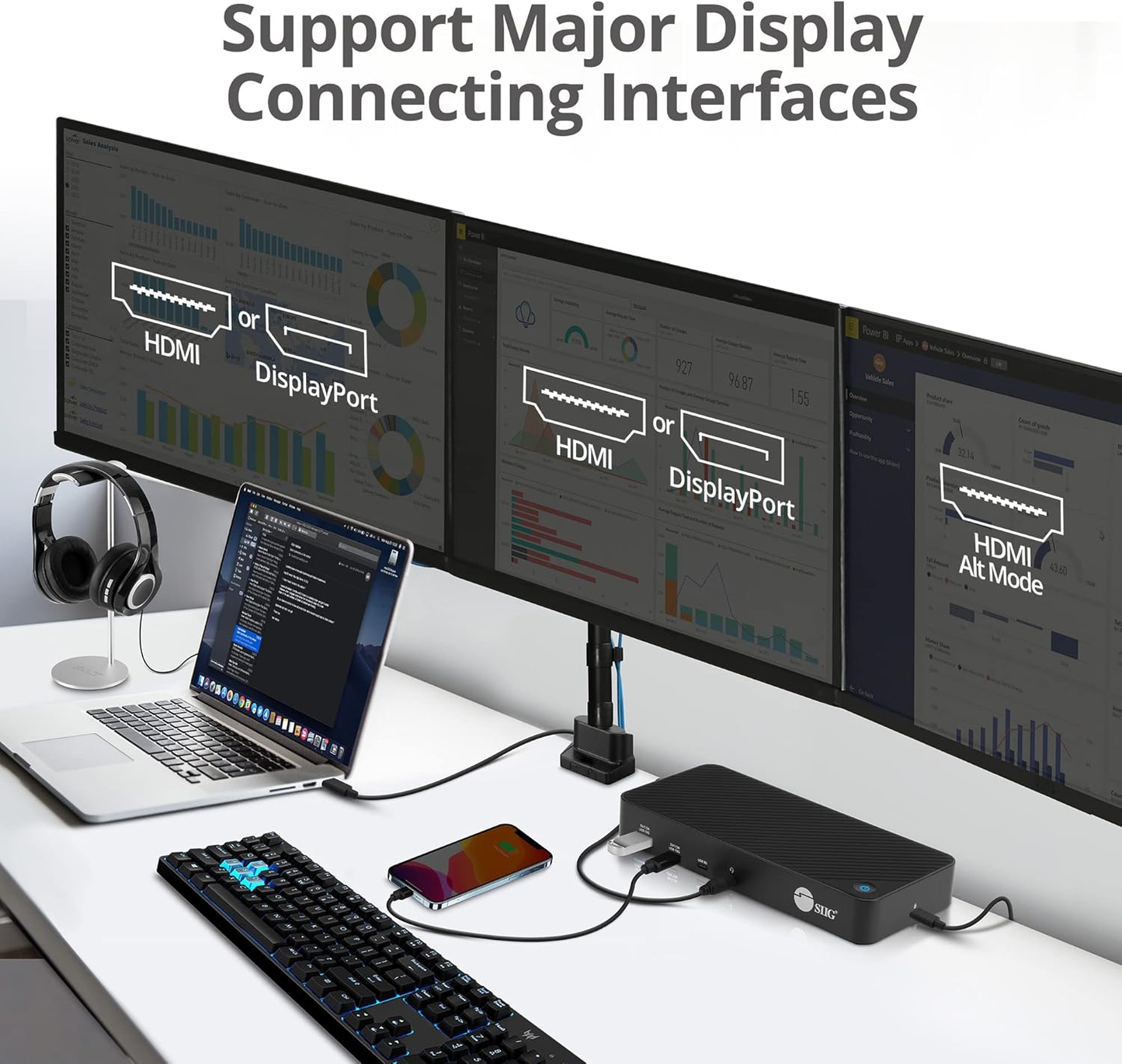 SIIG JU-DK0P11-S1 Triple Hybrid 4K Video Docking Station with PD Charging
