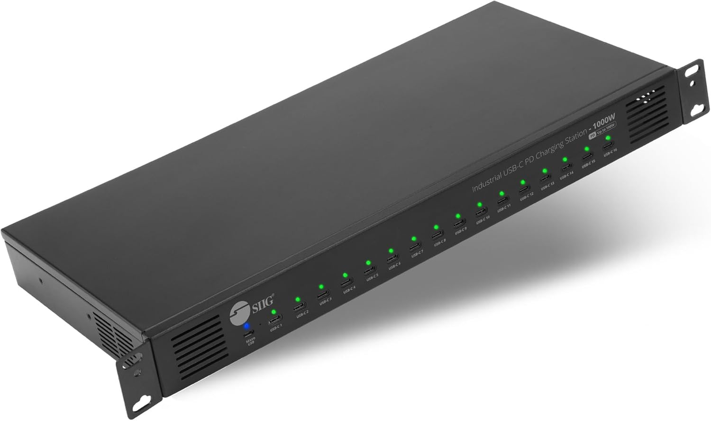SIIG ID-US0A11-S1 16PT Industrial USB-C PD Charging Station 30W per port