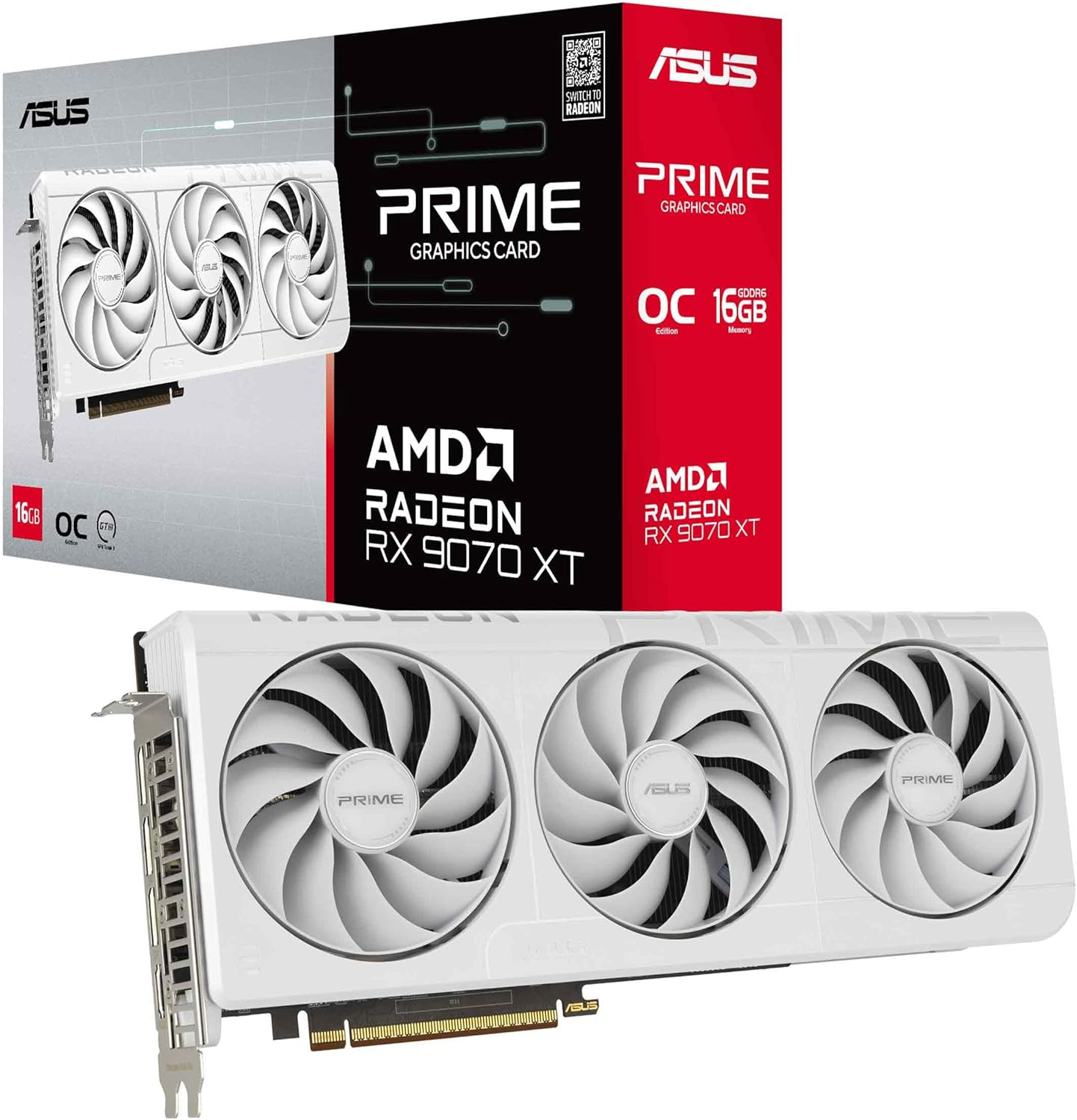 ASUS PRIME-RX9070XT-O16G-WHITE Radeon RX 9070 XT White OC 16GB GDDR6