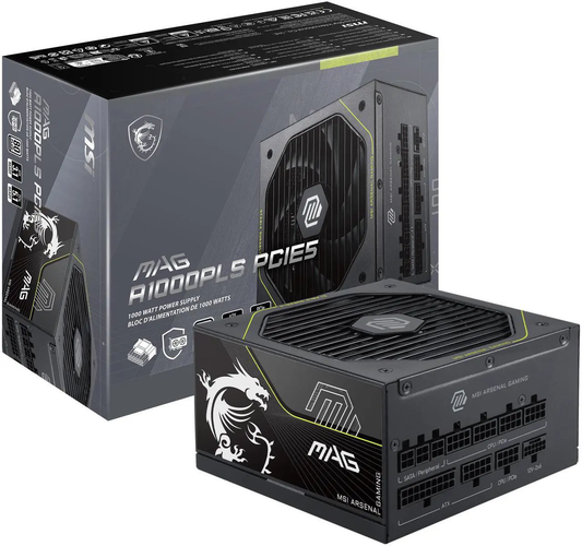 MSI MAG A1000PLS PCIE5 1000W APFC 80+Platinum Fully-Modular ATX 12V