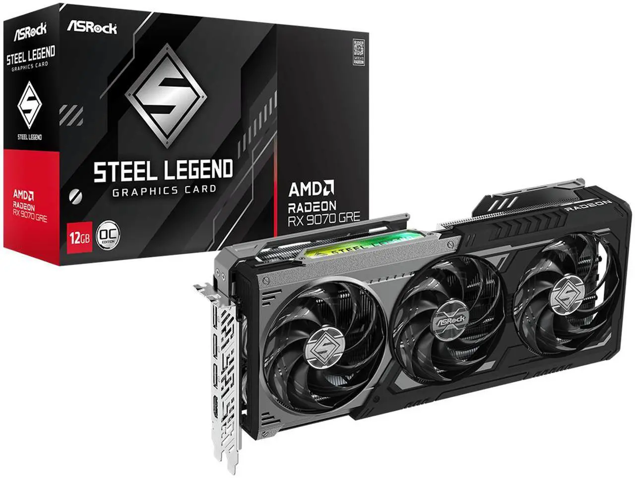 ASRock RX9070GRE SLD 12GO Radeon RX 9070 GRE Steel Legend Dark 12GB OC
