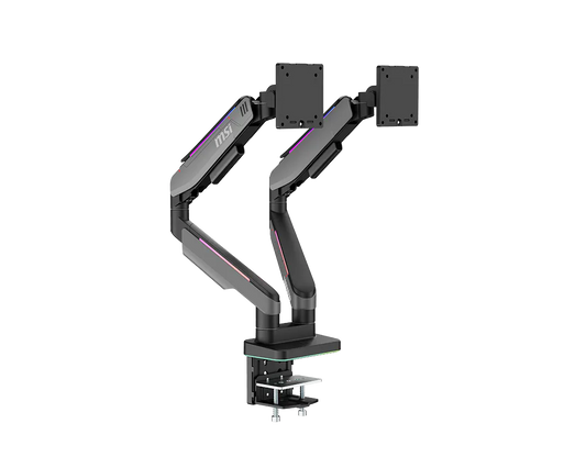 MSI MPG MT201DR V2 - Premium RGB Dual Monitor Stand Arms, 17-35" Support, VESA Compatible, Adjustable Heavy Duty Gas Spring Mount, 44 lbs per Screen Capacity - Gray