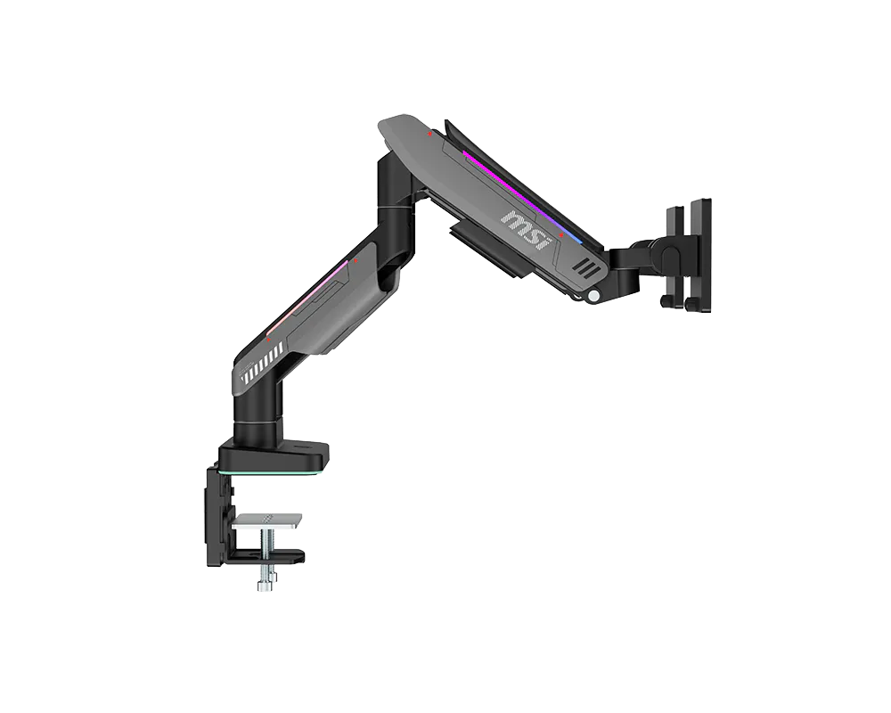 MSI MPG MT201DR V2 - Premium RGB Dual Monitor Stand Arms, 17-35" Support, VESA Compatible, Adjustable Heavy Duty Gas Spring Mount, 44 lbs per Screen Capacity - Gray