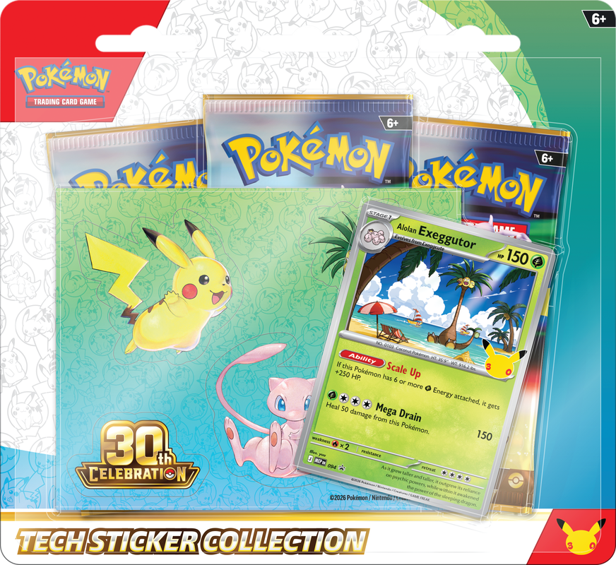 PRE ORDER- POKEMON 30TH CELEBRATION TECH STICKER COLLECTION